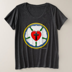 Lutherroos met geprägede uitstraling grote maat t-shirt