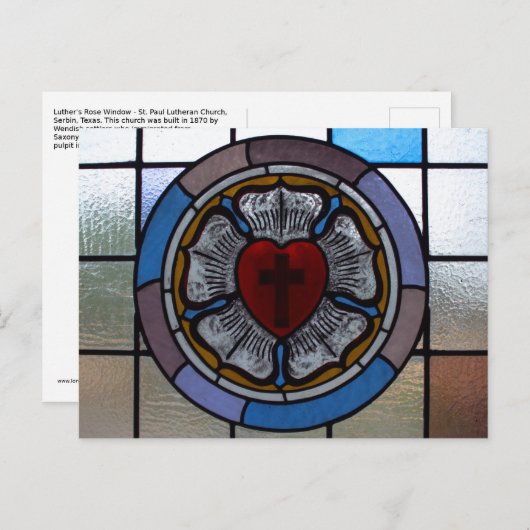 Luther's Roos Window Post Card - St. Paul Lutheran Briefkaart (Voorkant / Achterkant)
