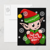 Lutin de Noël avec une image de carte postale vint (Devant / Derrière)