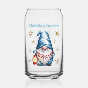 Lutin de Noël bleu avec des baies de lanterne roug