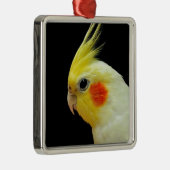 Lutino Cockatiel Metalen Ornament (Rechts)