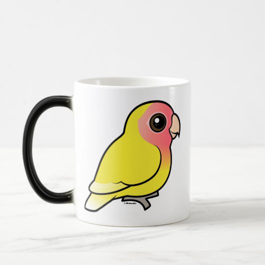 Lutino met zijdebaars Lovebird Magische Mok (Links)