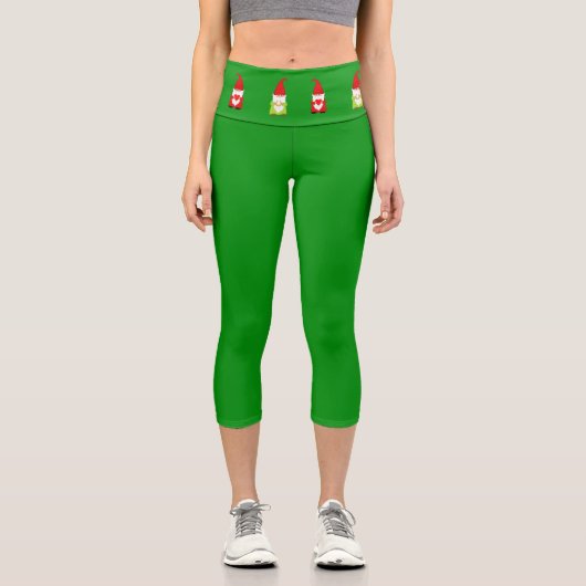 Lutins de Noël sur leggings verts capri (Recto)
