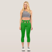 Lutins de Noël sur leggings verts capri (Recto)