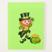 Lutins mignons & pot d'or sur fond vert citron (Dos)