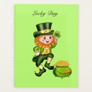 Lutins mignons & pot d'or sur fond vert citron