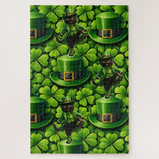 Lutrin lutin chat noir puzzle Saint Pat (Vertical)