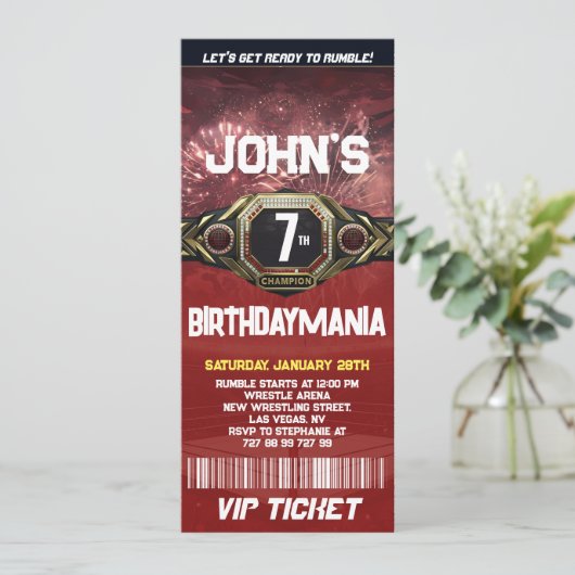 Lutte Anniversaire Billet Invitation Thème (Debout devant)