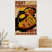 Lutter contre la tuberculose Poster santé WPA Vint (Cuisine)