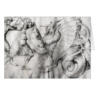 Luttez entre les guerriers et un dragon, c.1450