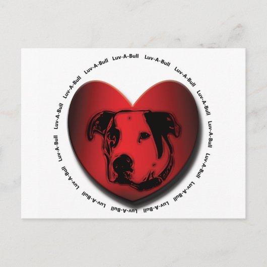 Luv-A-Bull American Bulldog Pit Bull Heart Briefkaart (Voorkant)