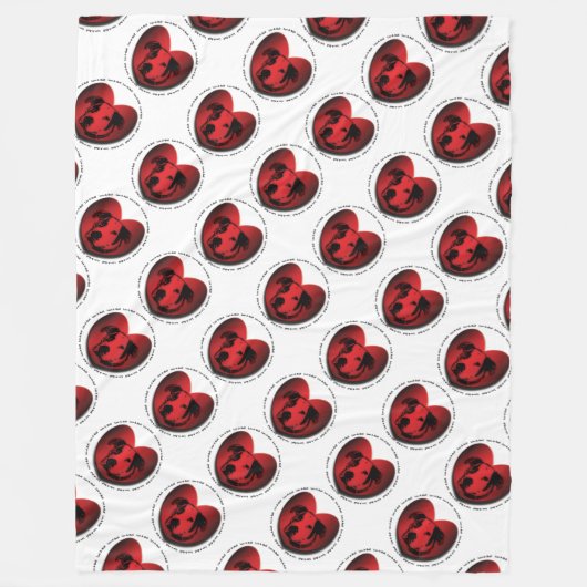 Luv-A-Bull American Bulldog Pit Bull Heart Fleece Deken (Voorkant)