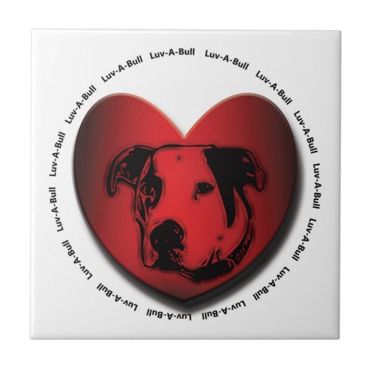 Luv-A-Bull American Bulldog Pit Bull Heart Tegeltje (Voorkant)