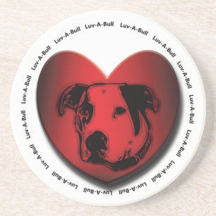 Luv-A-Bull Amerikaanse Bulldog Pit Bull Hart Zandsteen Onderzetter