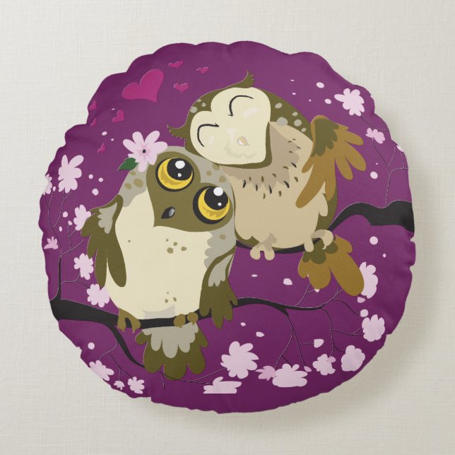 Luv Birds Coussin rond (Devant)