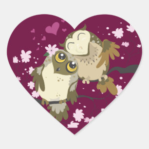 Luv Birds~owl Hart Sticker