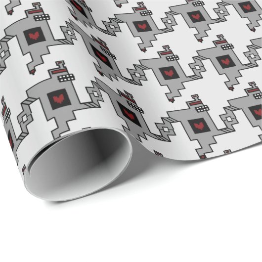 Luv Machine Robot Houndstooth Pattern Cadeaupapier (Rol Hoek)