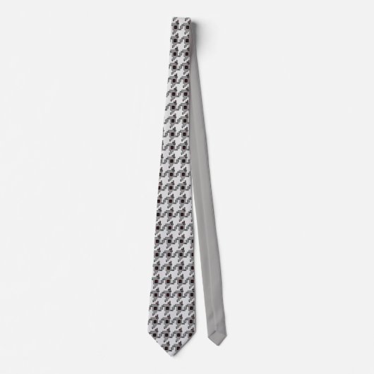 Luv Machine Robot Houndstooth Pattern Stropdas (Voorkant)