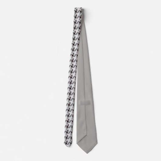 Luv Machine Robot Houndstooth Pattern Stropdas (Achterkant)