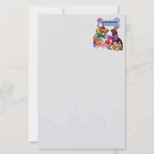 Luv Mes Weenies Correspondant Papeterie Gris (Devant)