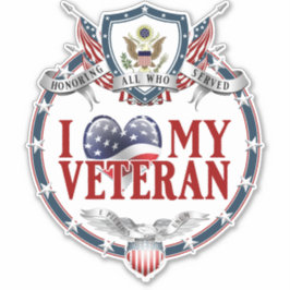 Luv My Veteran, op maat gesneden Sticker