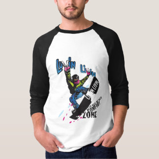 Luvin Livin Snow Boarder Graphic 3/4 sleeve T-shir T-shirt