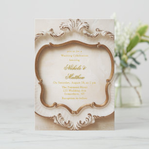 Lux Barokke Stijl Wit Goud Huwelijksfeest Kaart