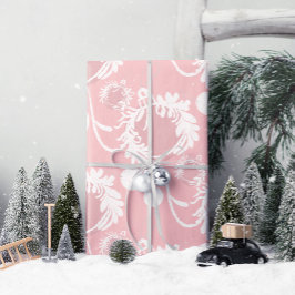 Lux Christmas Elegant Baubles op Roze Cadeaupapier