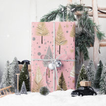 Lux Christmas Gold op roze inpakpapier