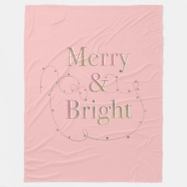 Lux Christmas Merry & Bright on Pink Fleece Deken