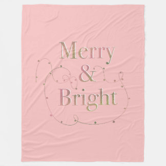 Lux Christmas Merry & Bright on Pink Fleece Deken