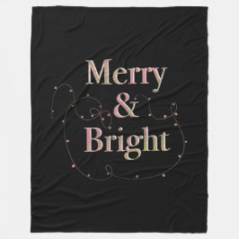 Lux Christmas Merry & Bright op zwart Fleece Deken
