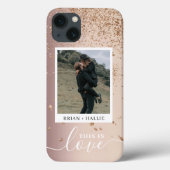 Lux Couple Photo Roos Gold Glitter Case-Mate iPhone Case (Achterkant)