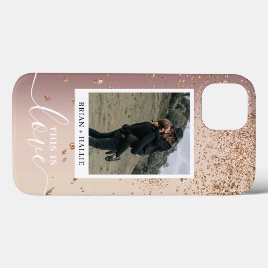 Lux Couple Photo Roos Gold Glitter Case-Mate iPhone Case (Achterkant (horizontaal))