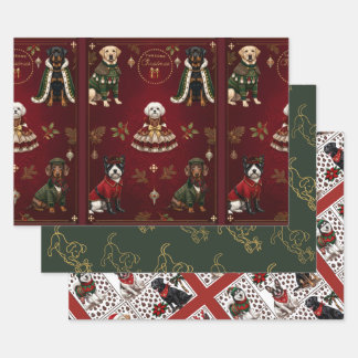 Lux Editorial Kerst Wrap Plat Laken Set van 3 Inpakpapier Vel