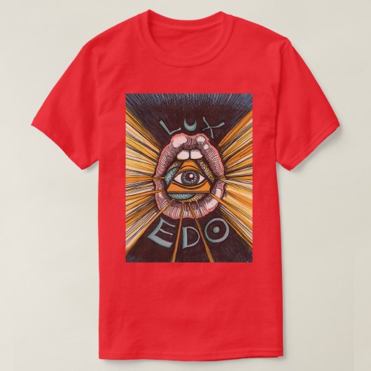 Lux Edo Sentient Sacrement kleurversie T-shirt (Design voorkant)