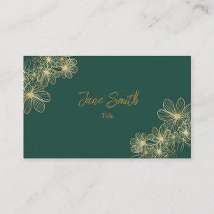Lux Elegant Gold Flower   Carte de visite vert