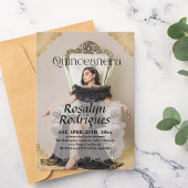 Lux Elegant Photo Quinceanera Gold Invitation