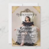 Lux Elegant Photo Quinceanera Gold Invitation (Devant)