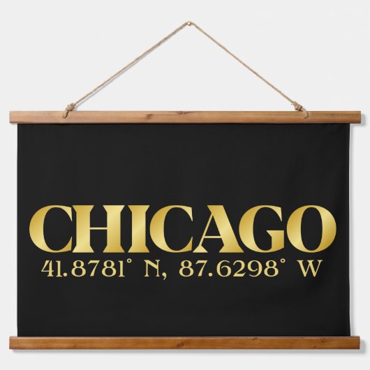 Lux Gold Chicago Latitude & Lengtegraad Hangend Wandkleed (Voorkant)