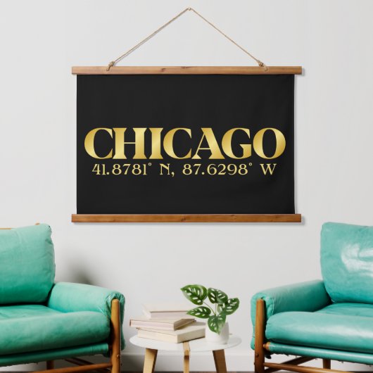 Lux Gold Chicago Latitude & Lengtegraad Hangend Wandkleed (Woonkamer)