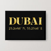 Lux Gold Dubai Latitude & Longitude Button (Voorkant)