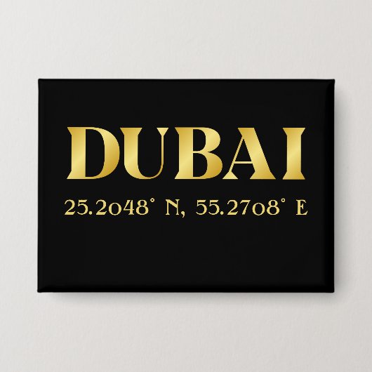 Lux Gold Dubai Latitude & Longitude Button (Voorkant)