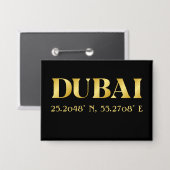 Lux Gold Dubai Latitude & Longitude Button (Voorkant / Achterkant)