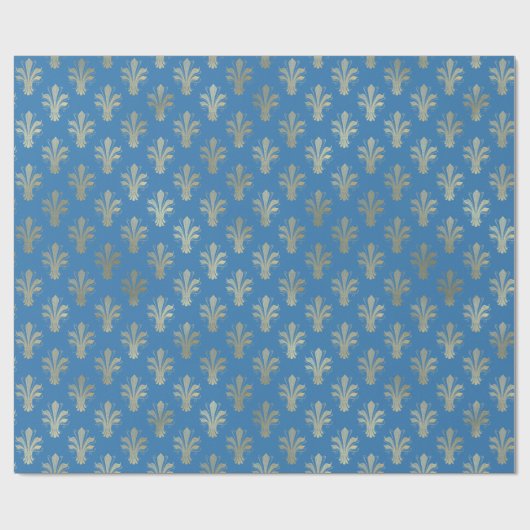 Lux Gold Fleur de Lis en French Blue Cadeaupapier (Vlak)