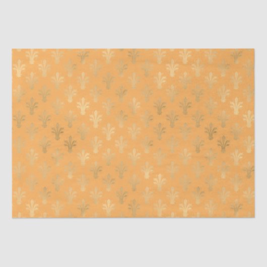 Lux Gold Fleur de Lis en Marigold Tissue Paper Tissuepapier (Voorkant)
