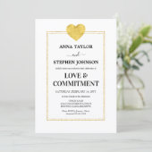 Lux Gold Heart Love & Commitment Ceremonie Kaart (Staand voorkant)
