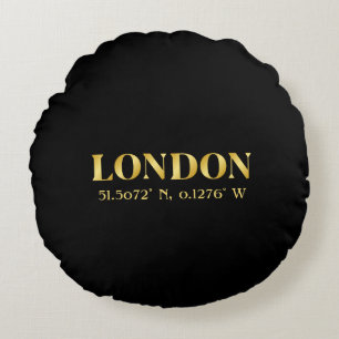 Lux Gold Londen breedtegraad & lengtegraad Rond Kussen