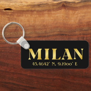 Lux Gold Milan Latitude & Longitude Black Sleutelhanger