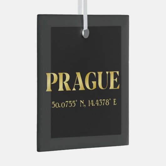 Lux Gold Prague Latitude en lengte Glas Ornament (Voorkant Rechts)